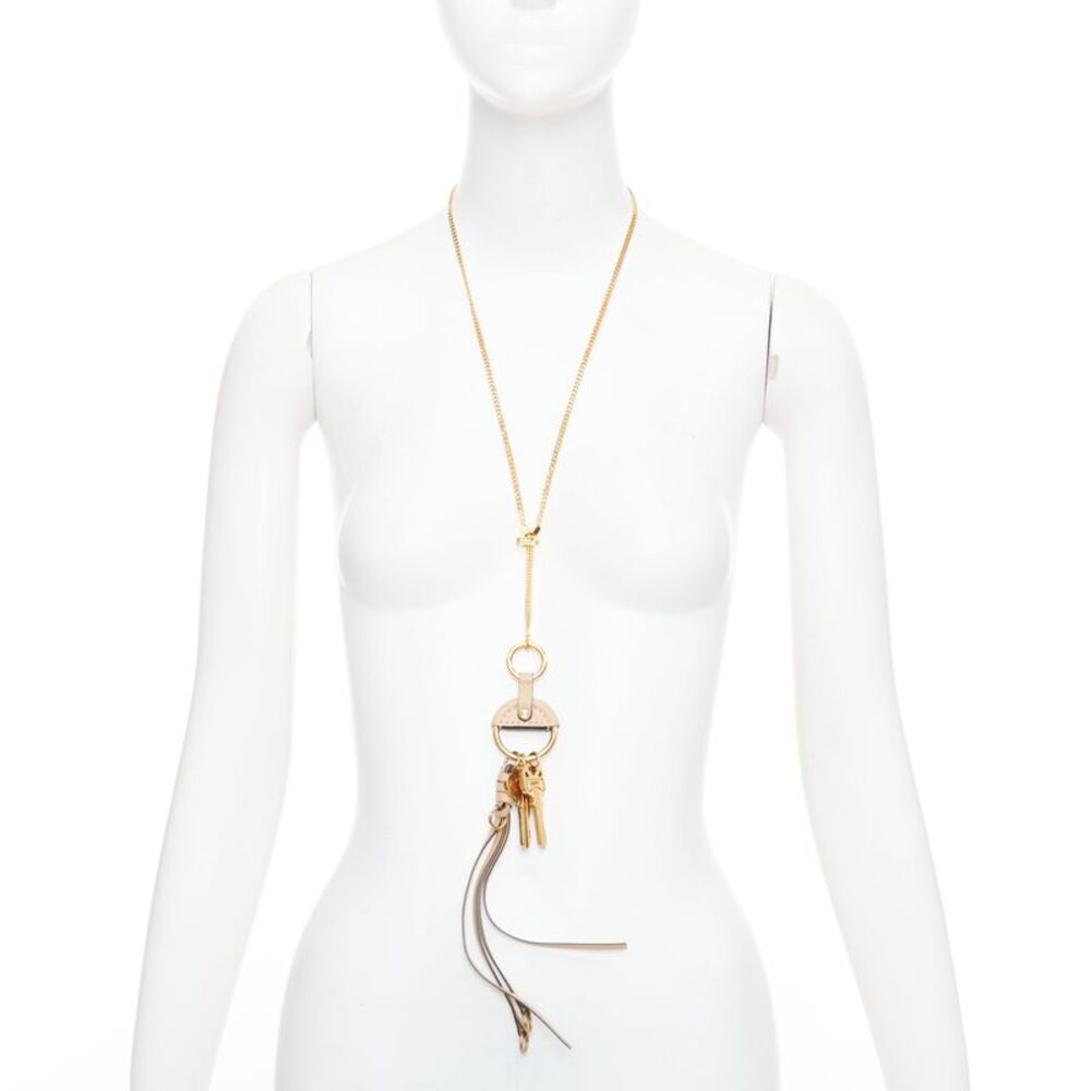 Chloe Leather Gold Key Chain Necklace
